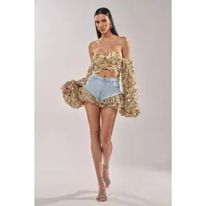 QUEEN OF IT ALL FLORAL DENIM SHORT