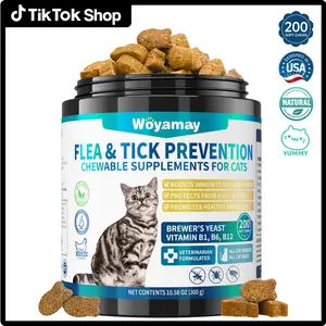 Woyamay Flea & Tick Repellent for Cats, 200 Soft Chewables Natural Flea and Tick Defense with Omega-3 and Vitamin, Daily Use Flea and Tick Protection for Kitten , Chicken Flavor #Summervibes #petlovers Flea Collars