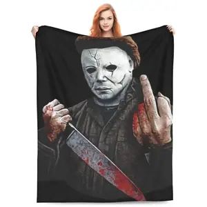 Halloween Michael Myers themed print super soft flannel plush throw blanket, comfortable and lightweight for sofa bedroom office or camping 50"X40" warm nap blanket