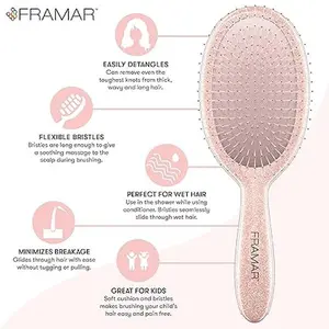 hair sparkle pen hairbrush ,  Sparkle Detangling Hair Brush Gentle Hairbrush for Women & Girls, Wet & Dry Hair Detangler, Anti Frizz, No Pull Glide, Rosé