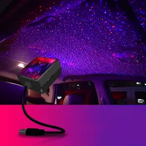 USB Car Roof Star Projector Night Light, 2 Colors-3 Lighting Modes, Portable 360° Adjustable LED Cars Interior Light Plug and Play Romantic Starry Car Roof Star Lights Decor for Home Bedroom Party