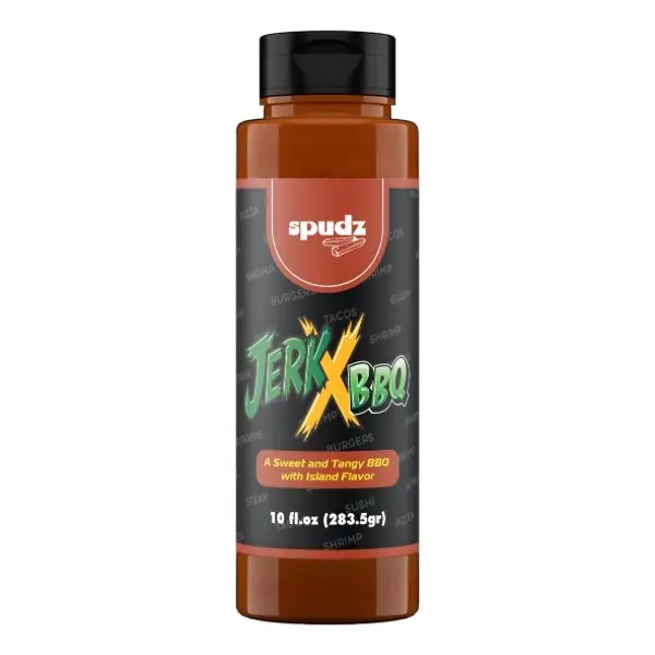 SpudzNY JerkBBQ Honey Blend - Spicy Honey & Caribbean Peppers Spice, Chilled US-Made Cooking Essential for Staple Food Prep to Boost Dish Flavor