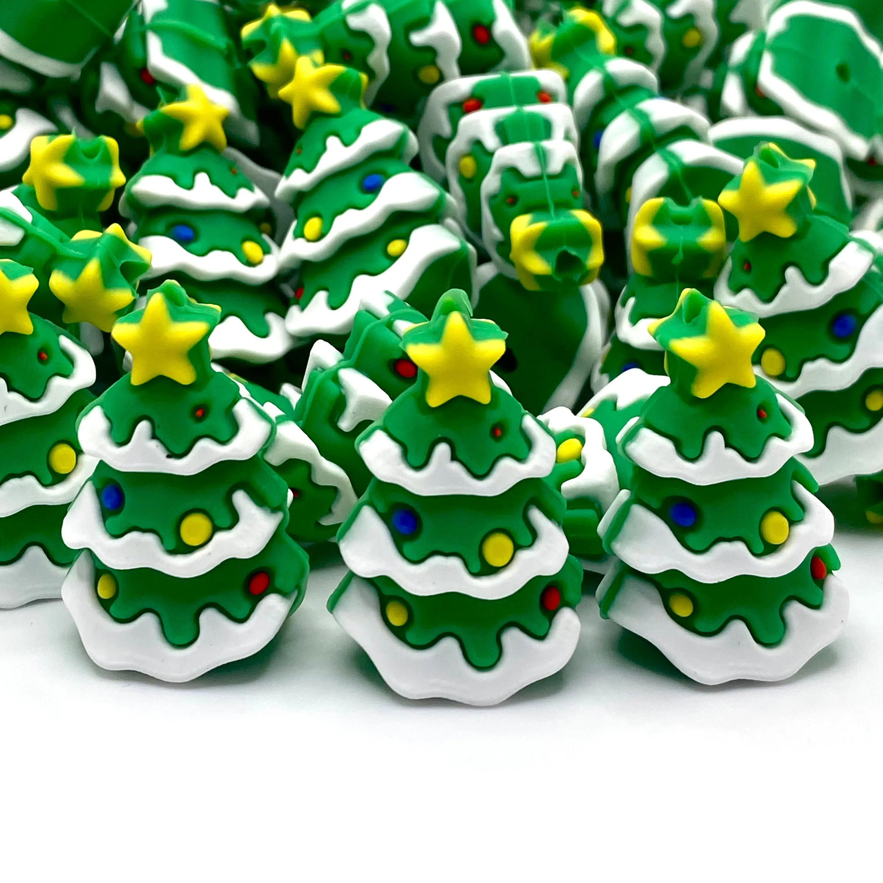 1pc I Light Up Like A Christmas Tree 3D Silicone Focal Beads - Holiday Craft Decor Beaded DIY Supplies Beaded