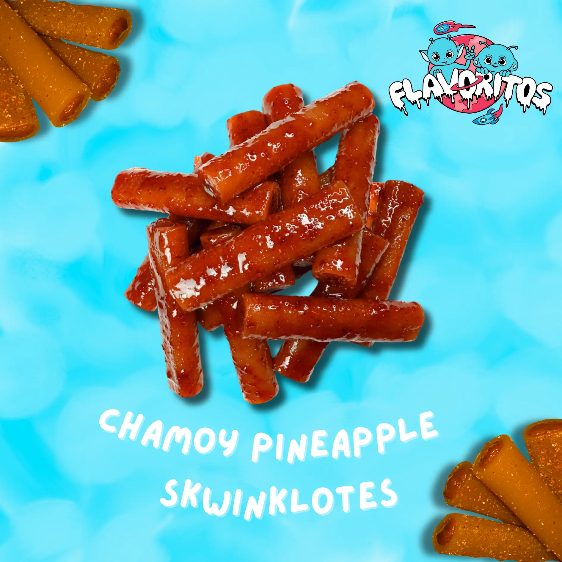 Chamoy Pineapple Eskwinklotes- Flavoritos Sweet and Chili Gummy Candy Snack Chewy Spicy Bonbon Tamarind Filling
