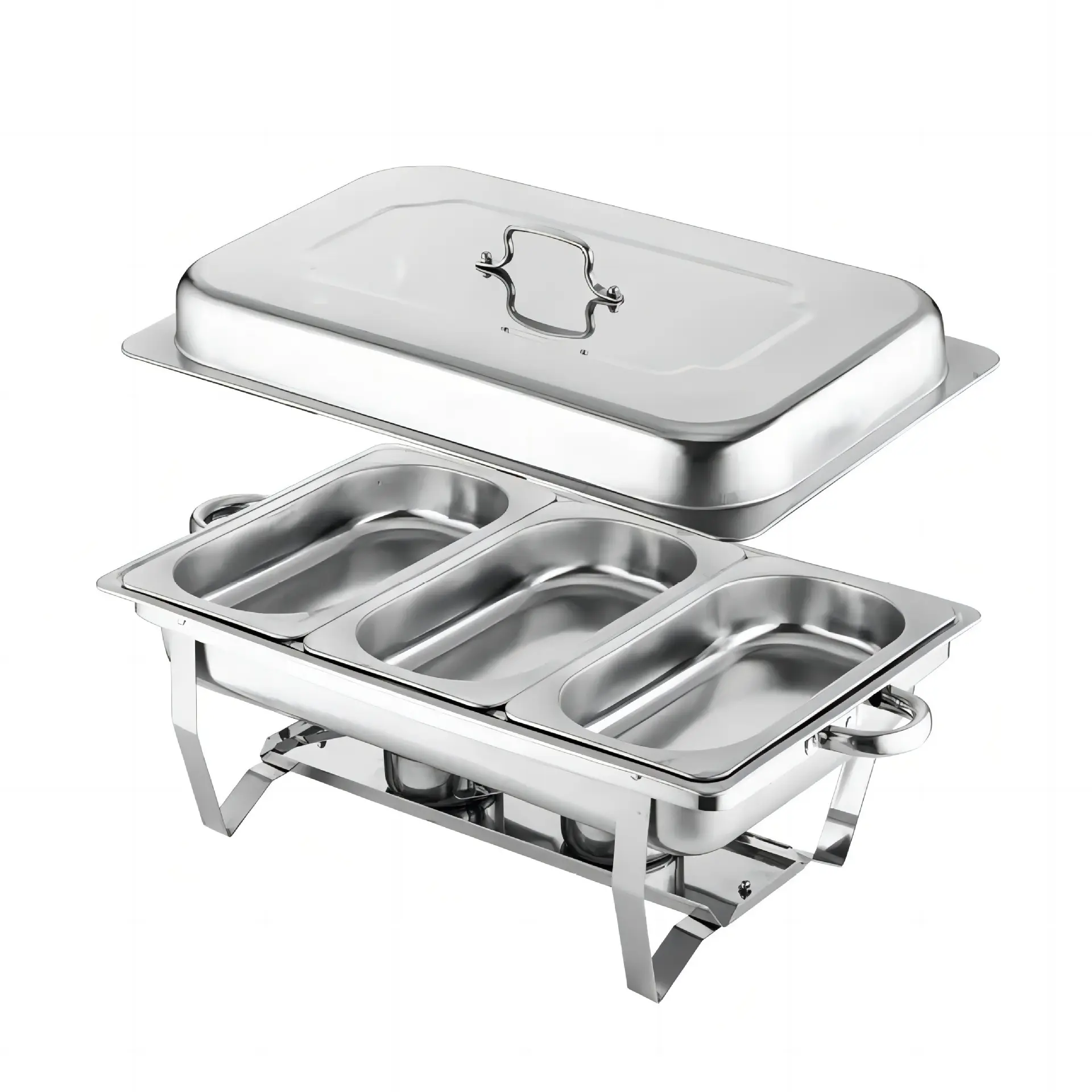 3 Grids Chafing Dishes for Buffet, Stainless Steel Chafing Dish Sets with Lids & Fuel Holders, Food Warmers for Parties for Weddings, Parties, Catering, Festival