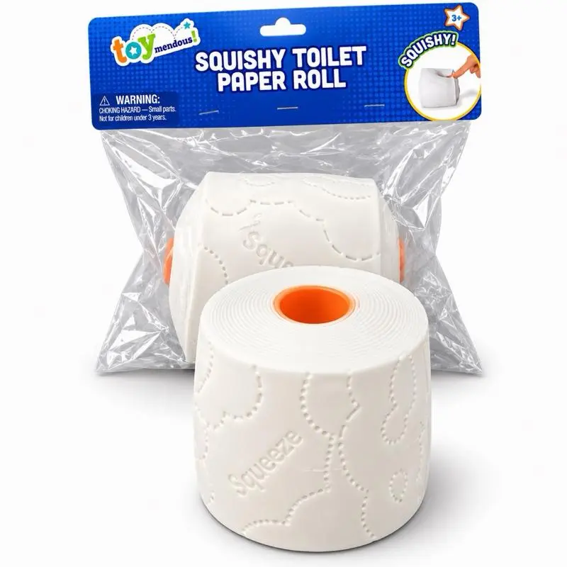 100% Authentic Toymendous Squishy Toilet Paper Roll – Jumbo Squeeze Stress Relief Toy, Funny Bathroom Gag Gift, Fidget Desk Toy & Novelty Gift