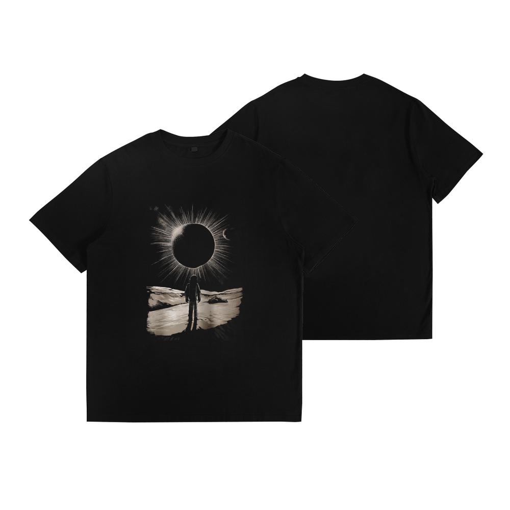 Sunset Swell Vintage Tee Spaceman Solar Eclipse Moon T-Shirt, Sci-Fi Astronomy Graphic Tee