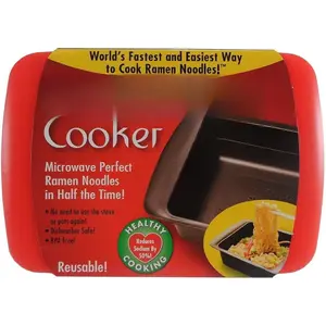 Ramen Cooker - Microwave Ramen in 3 Minutes -  and Dishwasher Safe (Red, 1-pack)