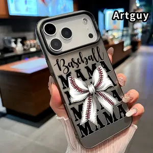 Phone Case for iPhone 17 16 15 Pro Max 14 Plus E 13 12 11 X Air XS XR Baseball Mama Pattern Shockproof Silicone PC Back Protective Smartphone Cover