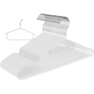 Clothes Hangers 20Pack,White Metal Hangers with Tie Bar,Non-Slip Heavy Duty Hanger with Shoulder Notches for Dress and Camisole,Space-Saving Shirt Hanger(White)