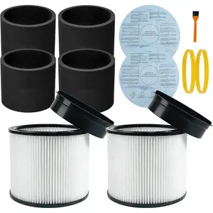 90304 Replacement Filter, 90107 dry filter, 90585 Foam Sleeve Compatible with shopvac filter 90304 90350 90333 90585, Fits Most 5 Gallon and Above Wet Dry Vacuum Cleaner (2+2+4+2+2+1)