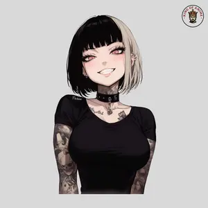 Himiko Toga Waifu Sticker, Vinyl Sticker for Laptop, Notebook, Water Bottle Decor, Anime Girl with Gothic Style, Dark Aesthetic Waifu Vinyl Sticker