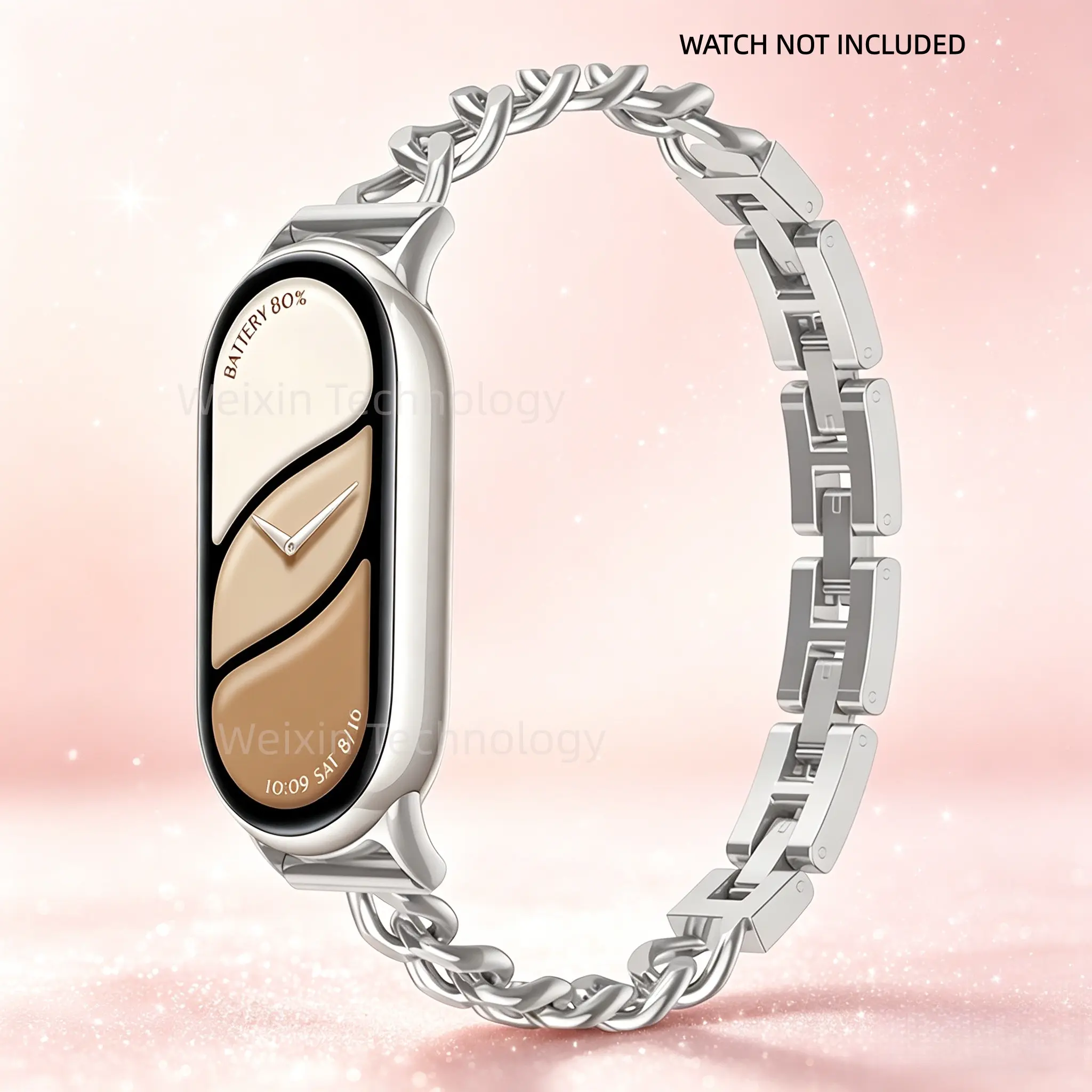 Cowboy Chain Metal Strap Xiaomi Mi Band 10/9/8 Breathable Replacement Strap Mi Fit Band 9 Smart Watch Strap Men's and Women's Straps Bracelet Thin Metallic Metal Strap Smart Watch Accessories Smartwatch Accessories
