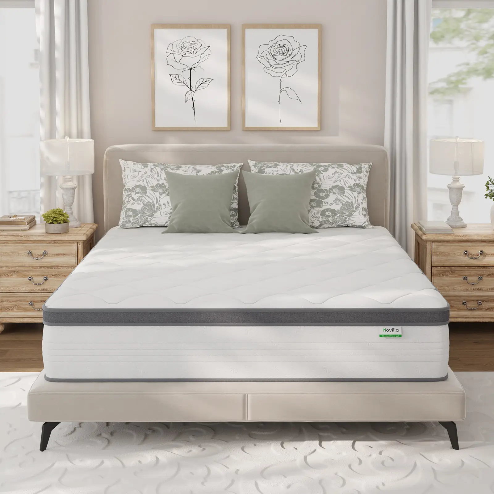 Novilla Mattress , Hybrid Mattress in a Box,Foam Innerspring Mattresses for Body Supportive & Pressure Relief, Medium Firm Feel, Full/Queen/king siz