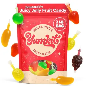 Fruit Jelly Candy 2 lbs | Mixed Fruit Jelly - Mango, Strawberry, Apple, Pineapple, and Grape | Popping Squeeze Jellies | Viral Candy from Tiktok | Sweet Treats for Goodie Bags & Party Favors | Yumkit