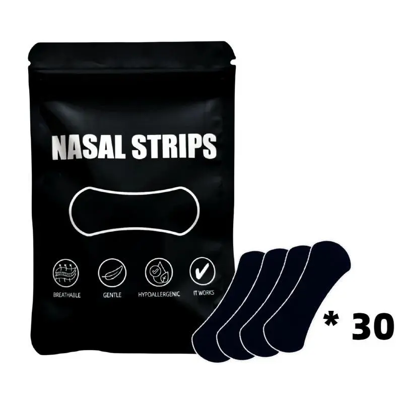 Breathable, Gentle, Hypoallergenic Nasal Strips, Nasal Patch, 30 Sheets Anti-Oil, Sweat Resistant Adhesive Strength Nose Strips for Snoring Relief, Sleeping Aid, Sports Use