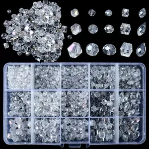 1000 Pcs Crystal Glass Beads for Jewelry Making ,15 Styles Bicone, bed daz ling, Cube, Teardrop & 4mm Spacer Beads, DIY Bracelet Necklace Earring Craft Kit with Organizer Box bracelet make kit