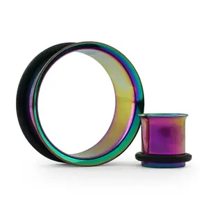 Stainless Steel Rainbow Ear Tunnels