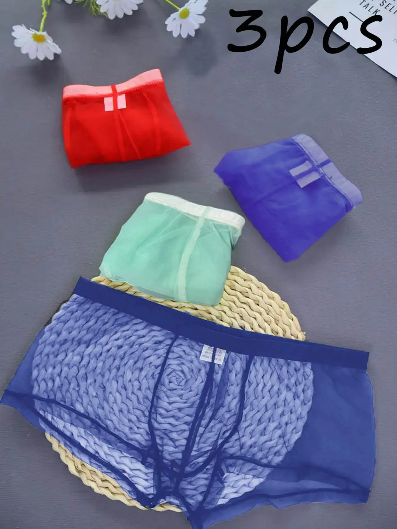 Men's Transparent Sheer Underwear Set (, Blue, Light Blue), Soft Breathable Quick-Dry Material, Elastic Waistband, Perfect Christmas Gift
