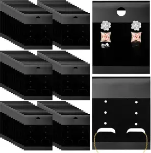200 PCS Black Velvet Plastic Display Cards Earring Card Holder for Earrings, Ear Studs Jewelry Accessory Display