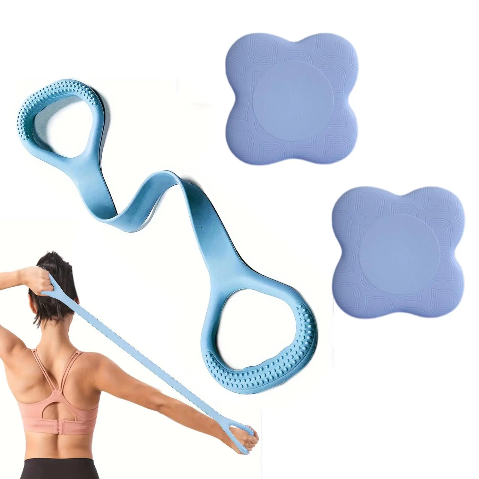 Yoga Knee Pad & Arm Resistance Band Set, 2 Counts Non-slip Yoga Knee Pad & 1 Count Arm Resistance Band, Fitness Equipment for Home Gym Workout