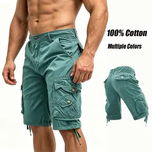 Men's Summer Cotton Washed Cargo Shorts, Multi Flap Pockets Large Capacity Breathable Casual Regular Fit Tactical Utility Shorts for Hiking Camping Daily Streetwear,Men Clothes
