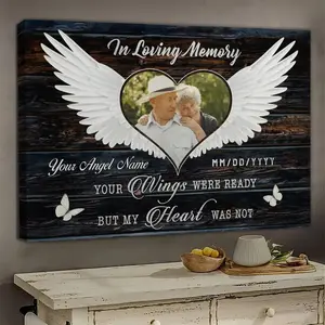 2D Flat, 1pc Personalized Photo Canvas in Wood Frame Customized for Exclusive Memories of Good Friends, Family Members, Lovers, Relatives, Couples, Modern Minimalist Style, Suitable for Decoration in Living Rooms, Fathers' Day Gift, Wall Decor