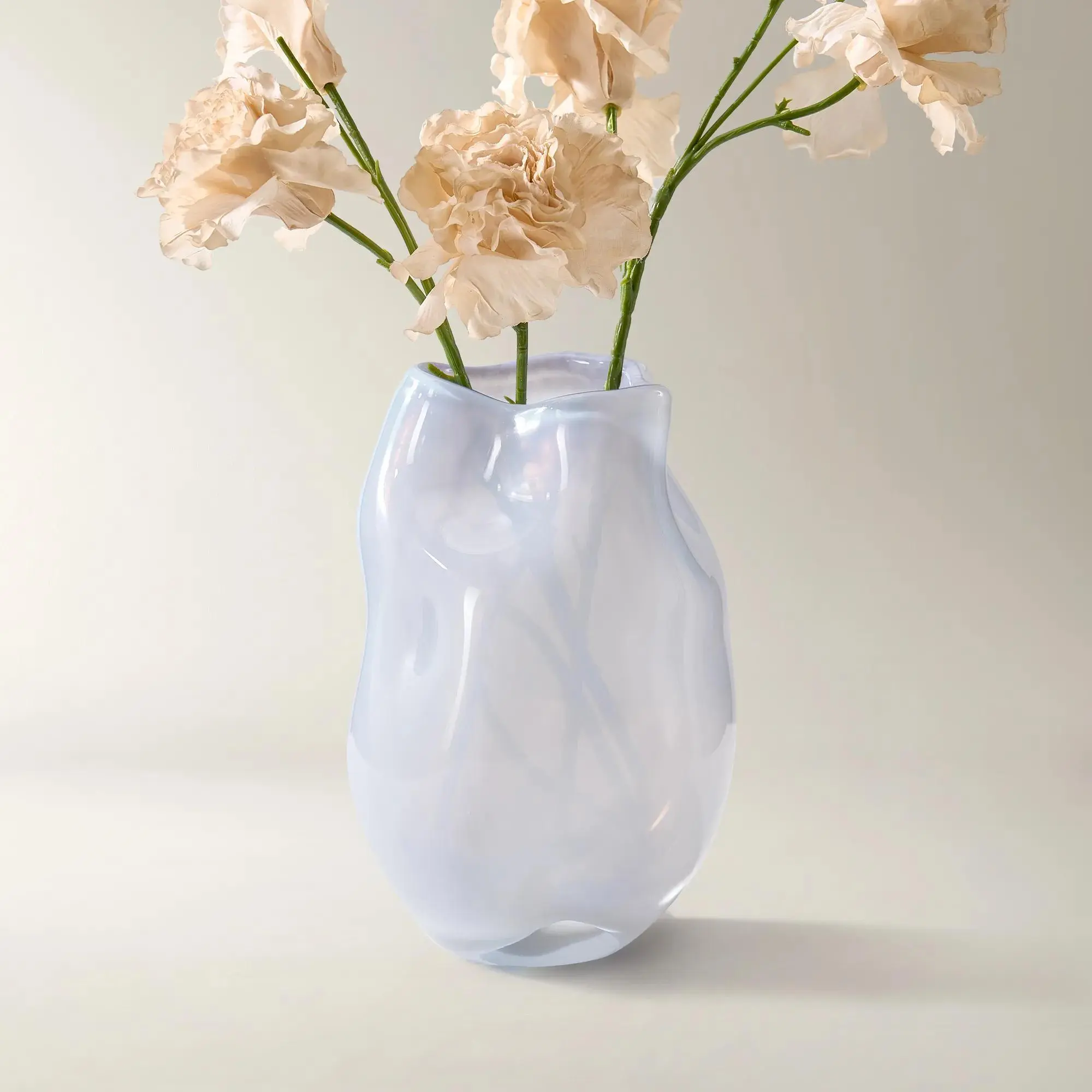 Z Gallerie Melt Glass Vase - Luxury Modern Amethyst/Mocha Rose Glossy-Matte Decorative Artistic Sculptural Flower Vase for Minimalist Table Home Decor Ornaments, Flower Vases Light Charcoal