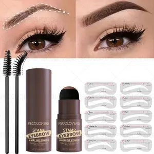 1SET Eyebrow Stamp Styling Kit, Multi-Purpose, Waterproof and Smudge-proof, Sculpting Brows, with Brush and Card, Natural Wild Brows, with 10 PCS
