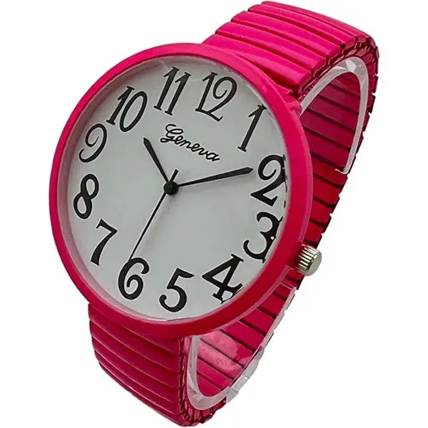 Women\'s White New Super Large Face Stretch Band Japanese Movement Fashion Watch Amazon.com: Blekon Collections Silver Super Large White Face  main image 3