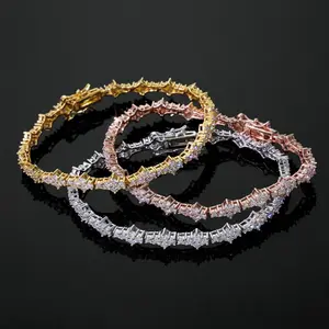 6.5mm Tennis Bracelet for Women Men, 18K White/Yellow Gold Plated Cubic Zirconia Classic Tennis Bracelet