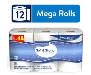 Soft & Strong Premium Toilet Paper, 12 Mega Rolls