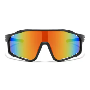 Outdoor sports cycling protective sunglasses, photochromic lenses, windproof and dustproof goggles, one-piece large lens, UV protection, light-sensitive glasses.