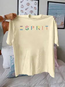 ESPRIT Pattern Print T-Shirt, Short Sleeve Round Neck Casual Top, Summer and Spring Women's Clothing, Fitted Knit Fabric, Age 18-24