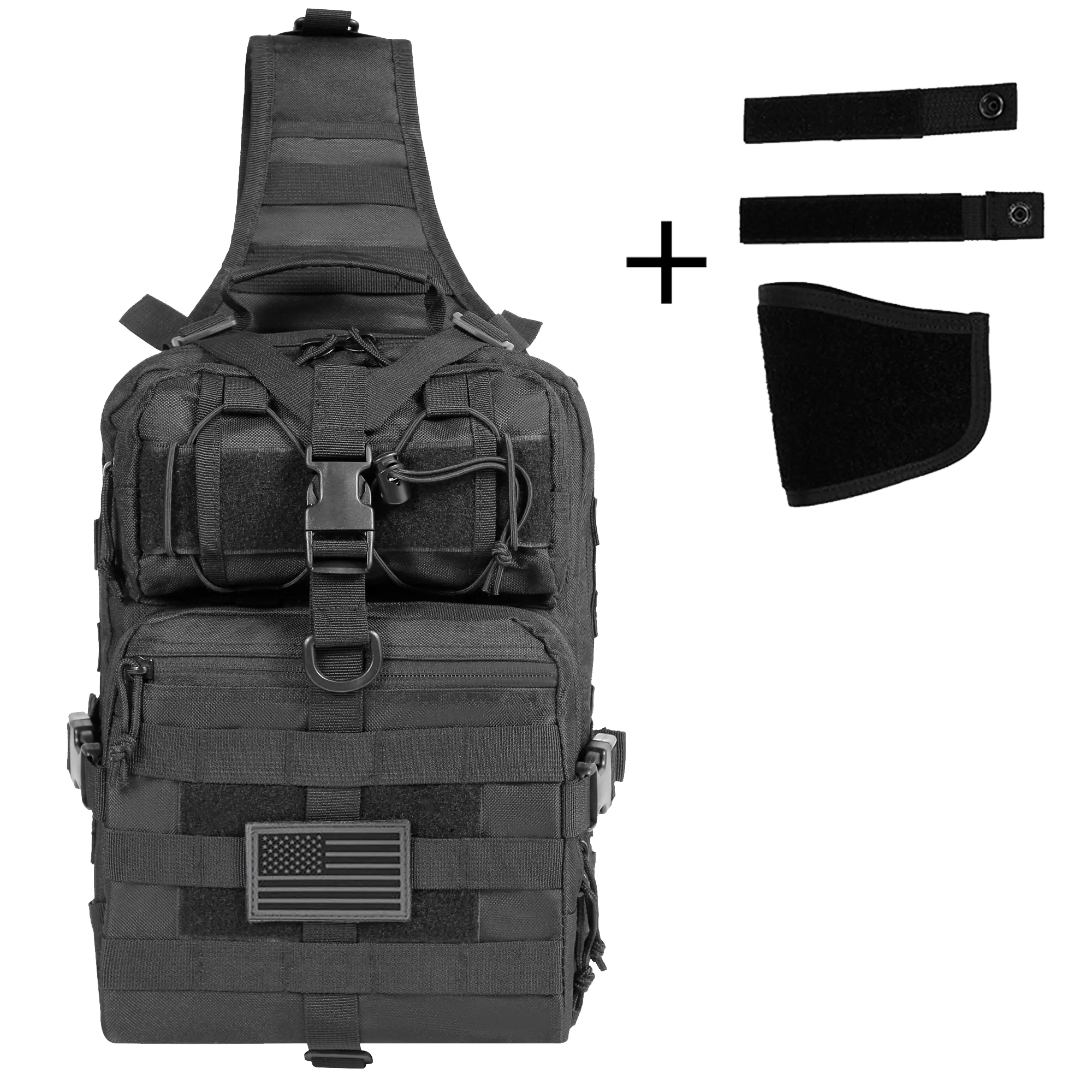 Men's Tactical Portable Shoulder Bag - Men's Accessories with Adjustable Sling, EDC Crossbody Fit, Concealed Carry Compartment, MOLLE Addon Grid, Fast Buckle Access, USA Flag Patch for Travel (Father's Day Gifts)