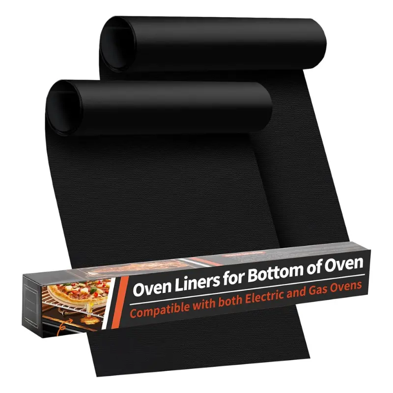 2 Pack Heavy Duty Oven Liners for Bottom of Oven, 17 x 25 Inch Reusable Oven Mats for Electric, Gas, Toaster Ovens and Grills, BPA and PFOA Free, Black