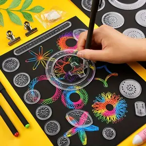 22-Piece Floral Design Plastic Ruler Set for Drawing and Painting, Student Template with Spiral Drawing Tools for Artistic Creativity, Art Materials