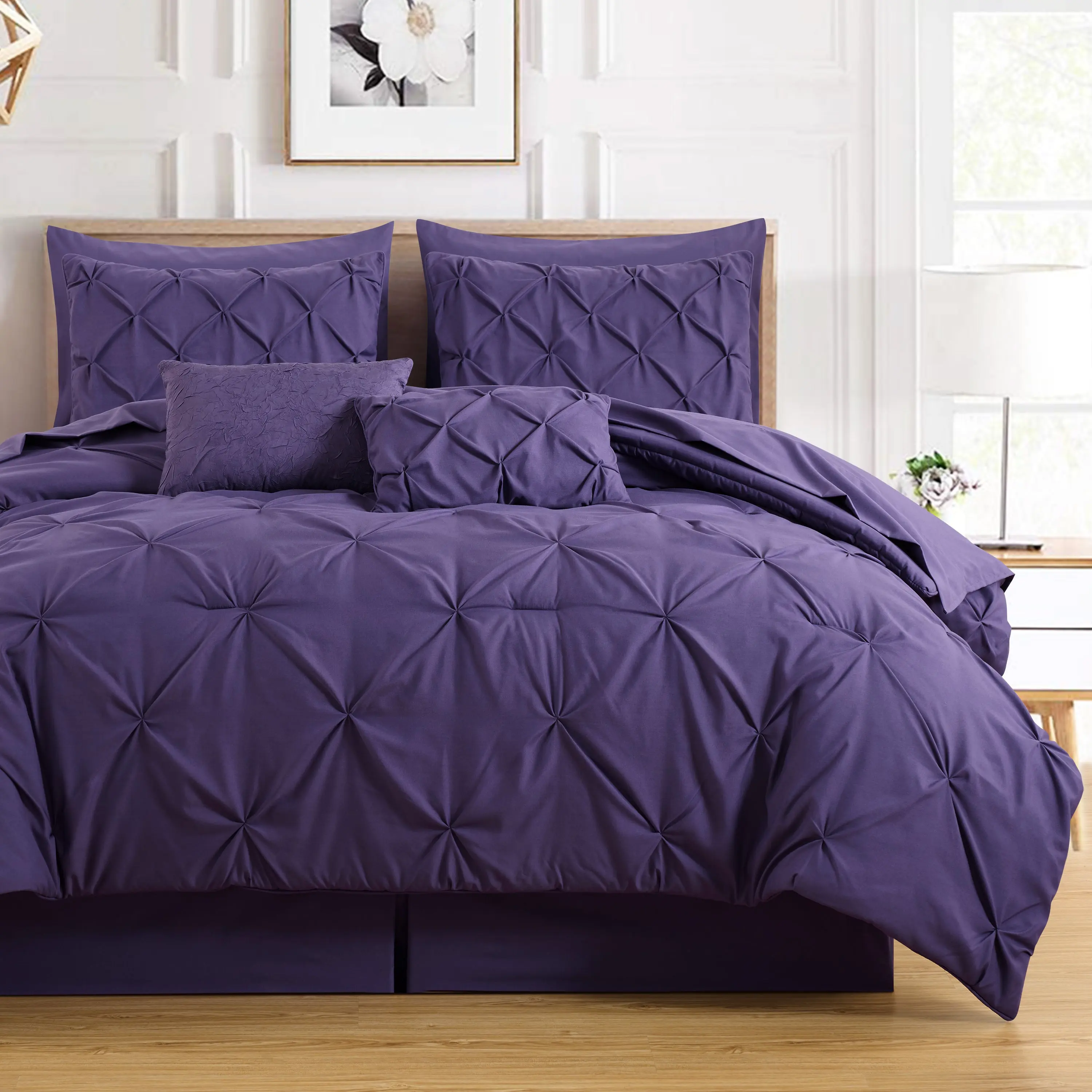 10-Piece Bed in a Bag Pintuck Design Comforter Set - Soft Microfiber Bedding with Sheets, Shams & Decorative Pillow