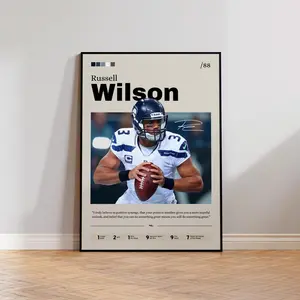 Russell Wilson Poster Art, Wilson Print Decor, Football Art, Sports Fan Gift, Athlete Artwork, Seattle Poster, Man Cave Decor 45768 99
