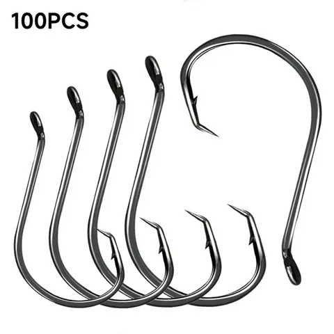 KLYVIONIS 100pcs Circle Fishing Hooks, 2X Strong High Carbon Steel Offset Tip, 3cm Octopus/Catfish Terminal Tackle for Bass, Corrosion Resistant Durable Fresh/Salt Water Angling & Fishing Supplies