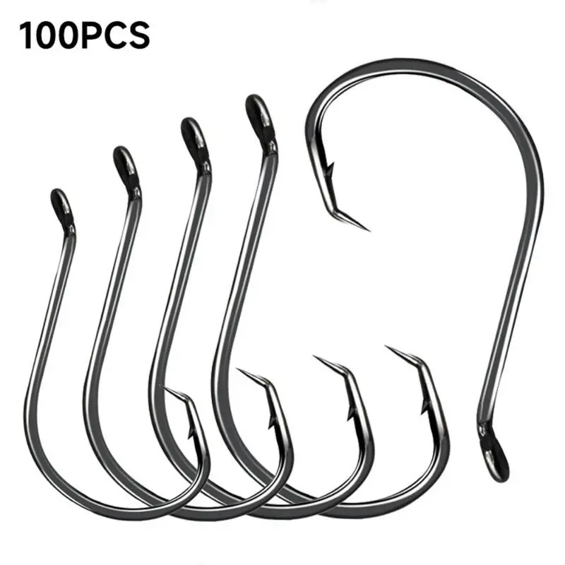 KLYVIONIS 100pcs Circle Fishing Hooks, 2X Strong High Carbon Steel Offset Tip, 3cm Octopus/Catfish Terminal Tackle for Bass, Corrosion Resistant Durable Fresh/Salt Water Angling & Fishing Supplies