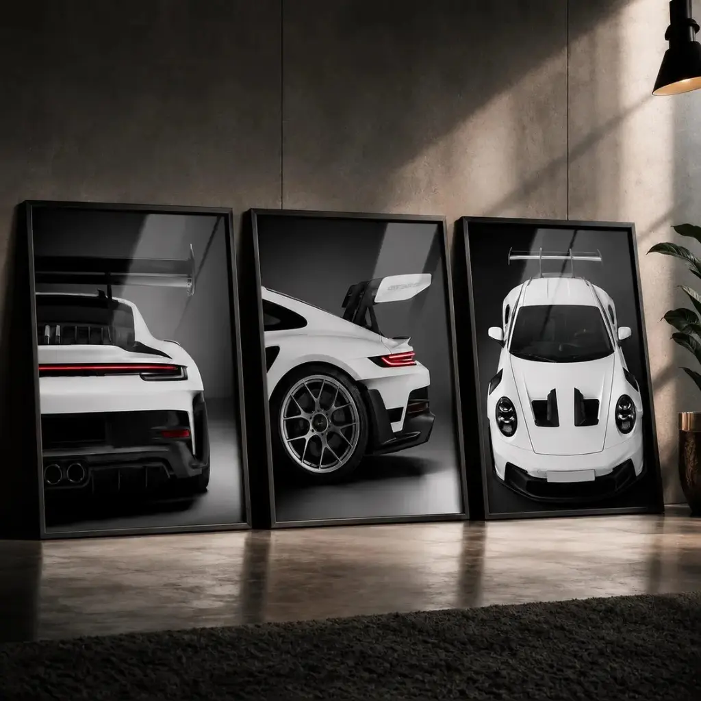Porsche 911 GT3 RS Poster Set of 3, Car Wall Art, Printable Supercar Prints, Garage Man Cave Decor, Car Lover Gift