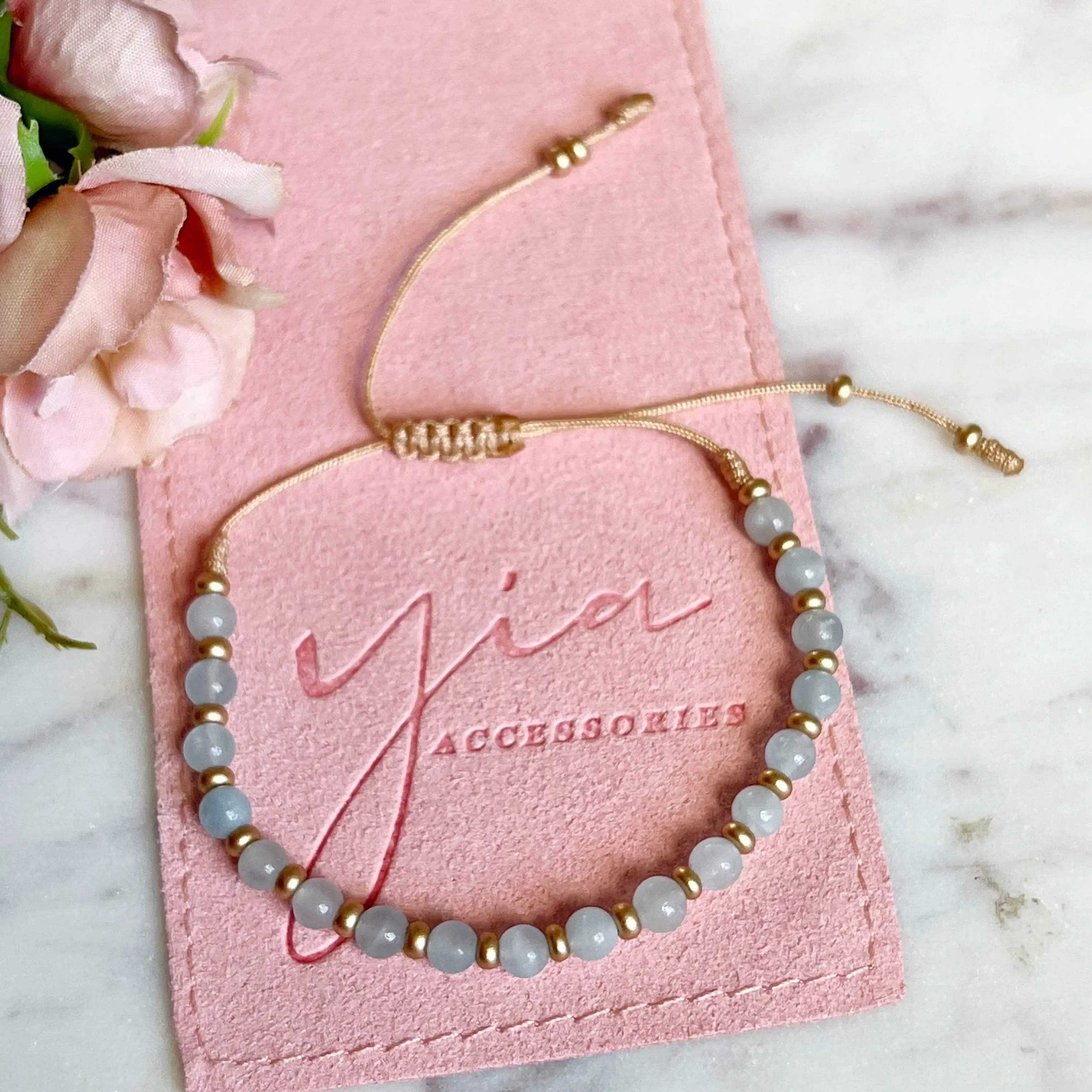 Serenidad Infinita Aquamarine Stone Bracelet - Beaded Strand Design with Adjustable Bands, Fashion Costume Jewelry Stone Bracelets & Bangles, Beaded Strand Bracelet