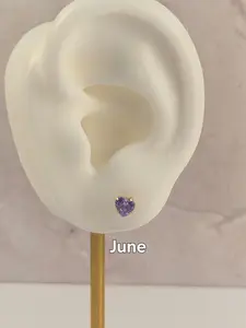 14K Gold 5mm Heart Birthstone Screw Back Stud Earrings