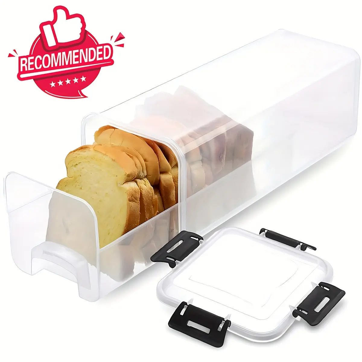Plastic Bread Storage Container with Drawer Tray, Airtight Lid Design, Bread Box for Freshness-Preserved Homemade Bread, Sourdough Storage, Food Storage Container, Transparent Lid Container, Pantry Storage Containers, Containers with Lids