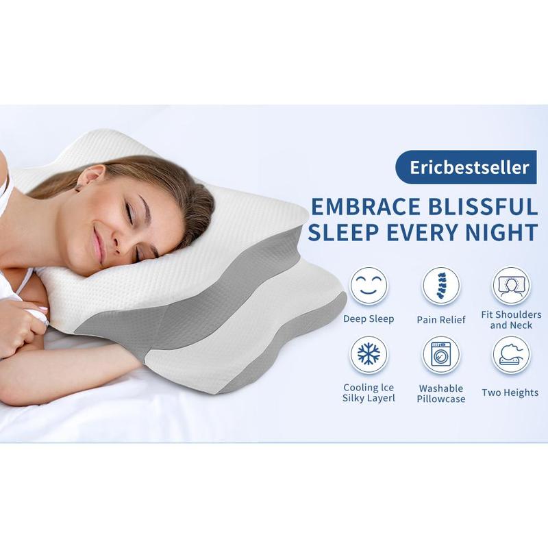 Cervical Neck Pillow for Pain Relief - Cooling Pillow for Side Sleepers, Adjustable Orthopedic Pillow with Removable Breathable Cover, Neck Pillow for Adults