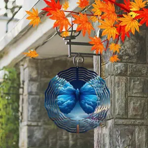 Colorful Butterfly Wind Spinner for Garden Decor 10 Inch Stained Glass Wind Chime Weatherproof Outdoor Patio Yard Ornament Gift for Christmas Halloween Decorative Wind Chime Outdoor Wind Chimes