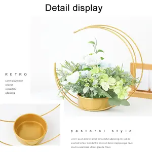 1pc Iron Art Flower Basket Heart-Shaped Metal Flower Stand Indoor Outdoor Desktop Plant Stand Home Decoration Additions