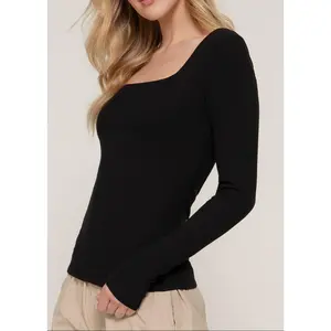 XIMENA BLACK LONG SLEEVE SQUARE NECK TOP