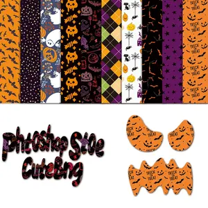 Halloween Series Heat Transfer Vinyl Sheets, 10 Pcs 25cm X 30cm DIY Iron-On Htv Stickers for T-Shirts Bags Hats Pants Decorations